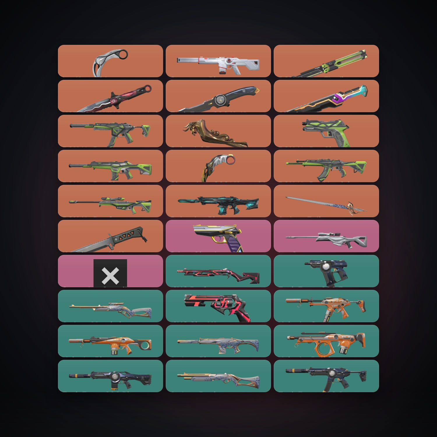 NA Plat 2 locker — 9 knives, 69 skins, lvl 204 — HabibiAccounts