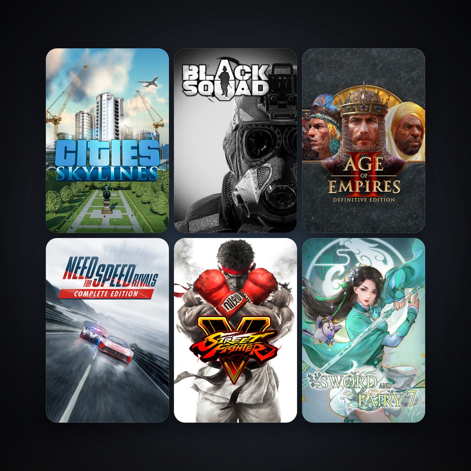 Cities: Skylines + Street Fighter V, 17 games, clean — HabibiAccounts