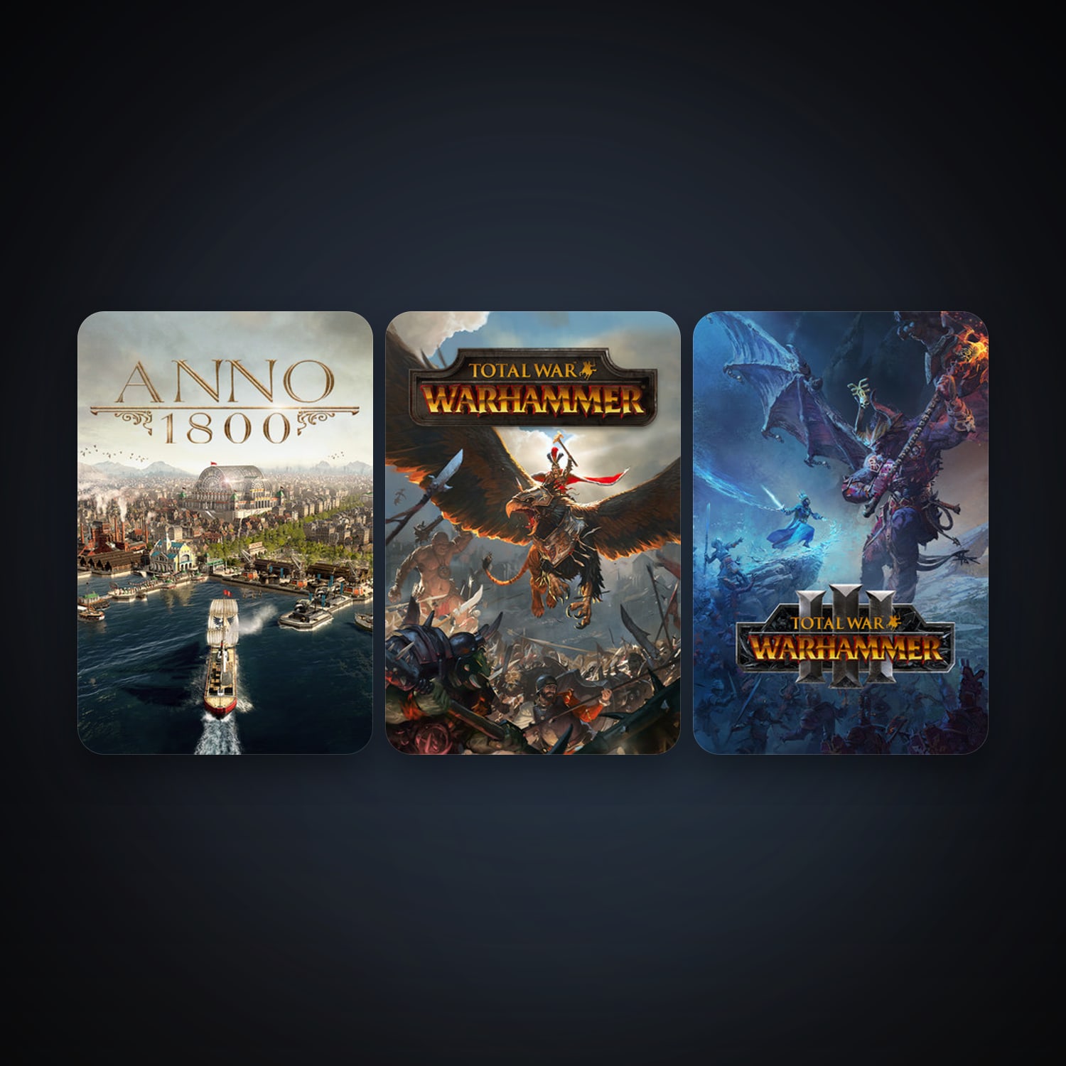 Total War: WARHAMMER + Anno 1800, 6 games, clean — HabibiAccounts