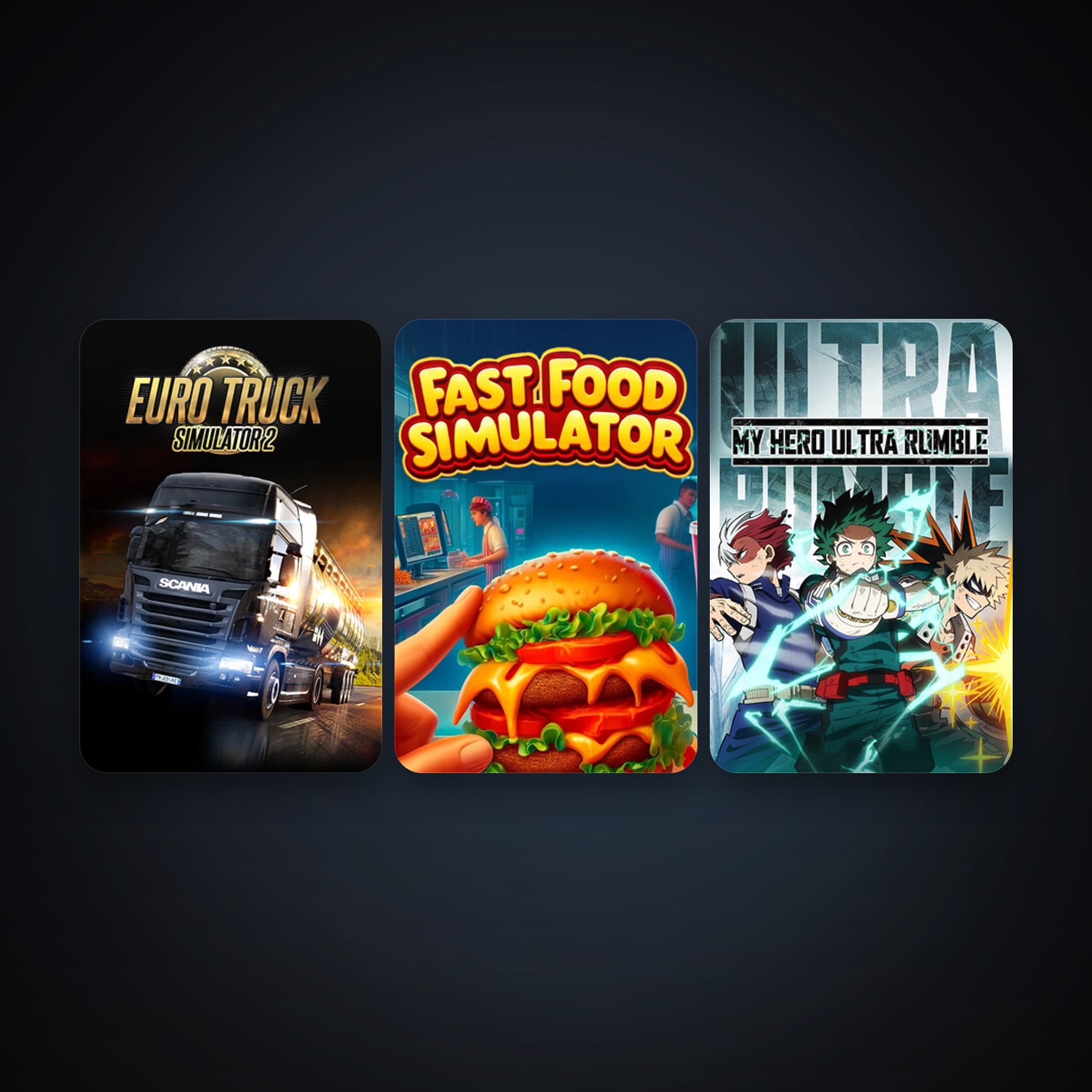 Euro Truck Simulator 2 + MY HERO ULTRA RUMBLE, 3 games, clean — HabibiAccounts