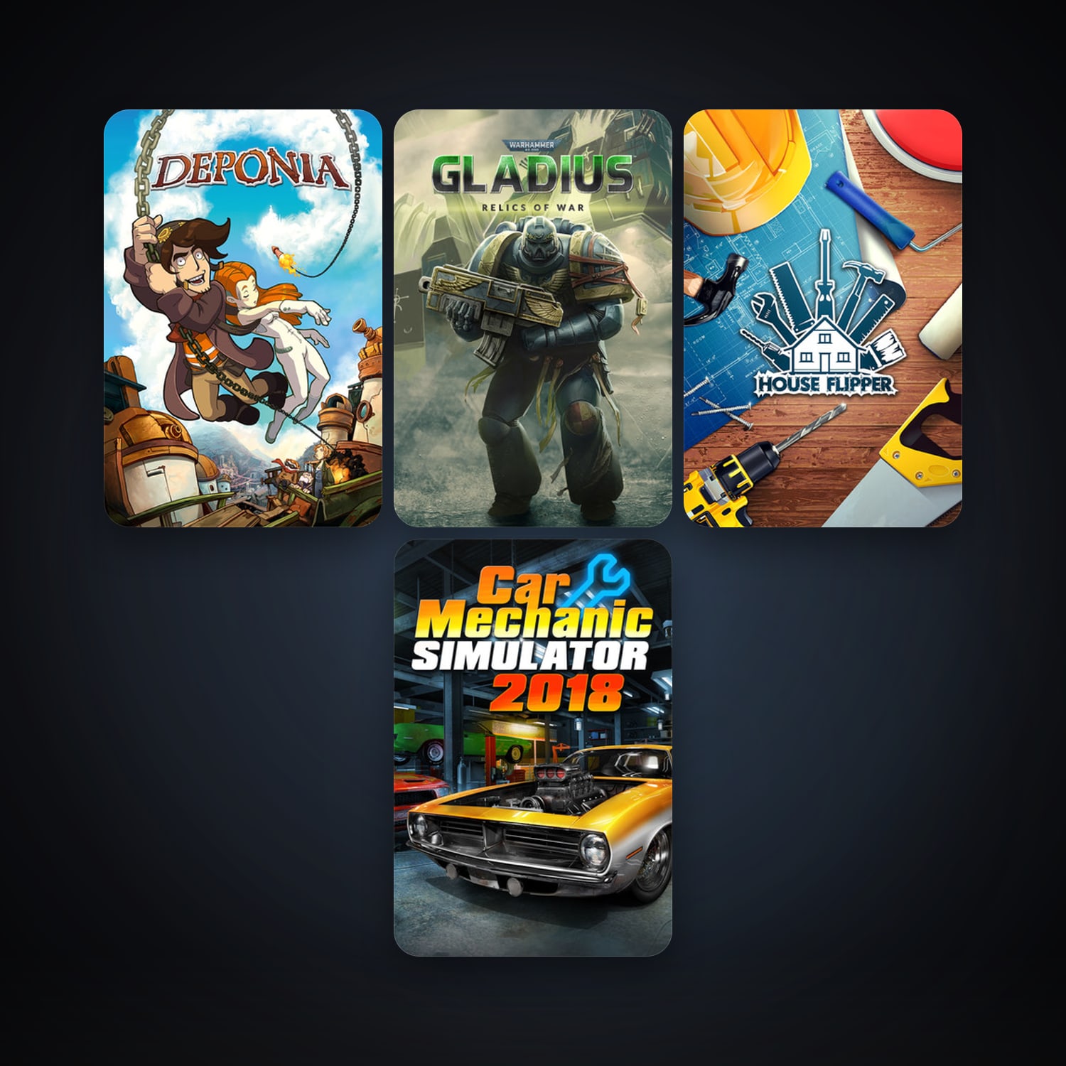 Deponia + Warhammer 40,000: Gladius - Relics of War, 8 games, clean — HabibiAccounts