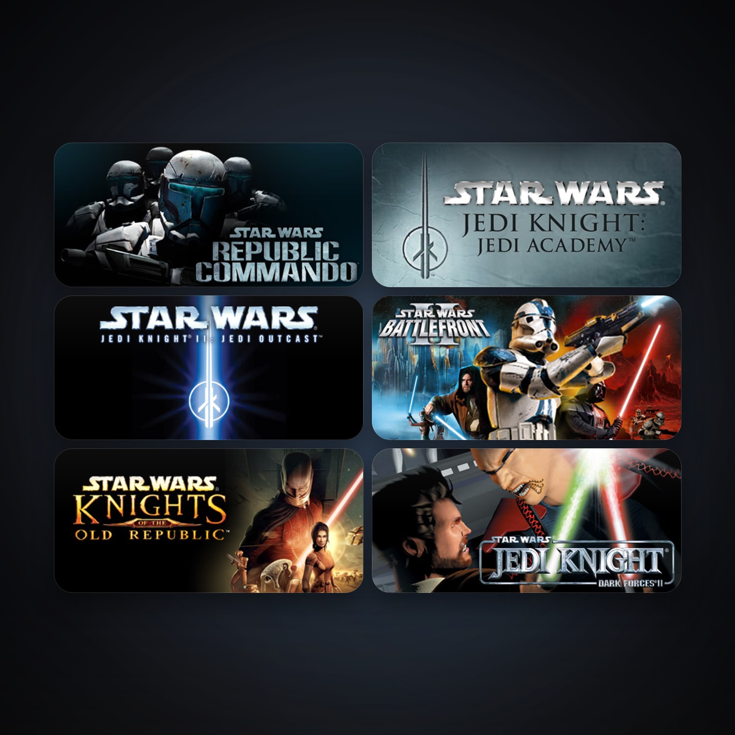 STAR WARS Republic Commando + STAR WARS Jedi Knight - Jedi Academy, 24 games, clean — HabibiAccounts