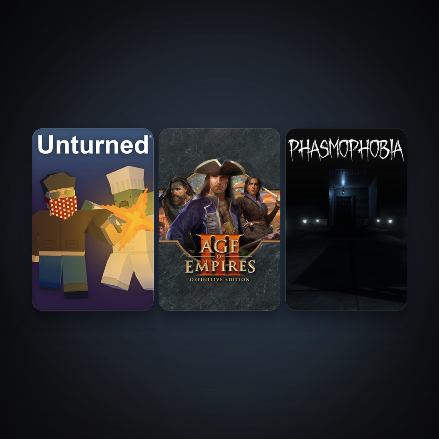 Unturned + Phasmophobia, 3 games, clean — HabibiAccounts