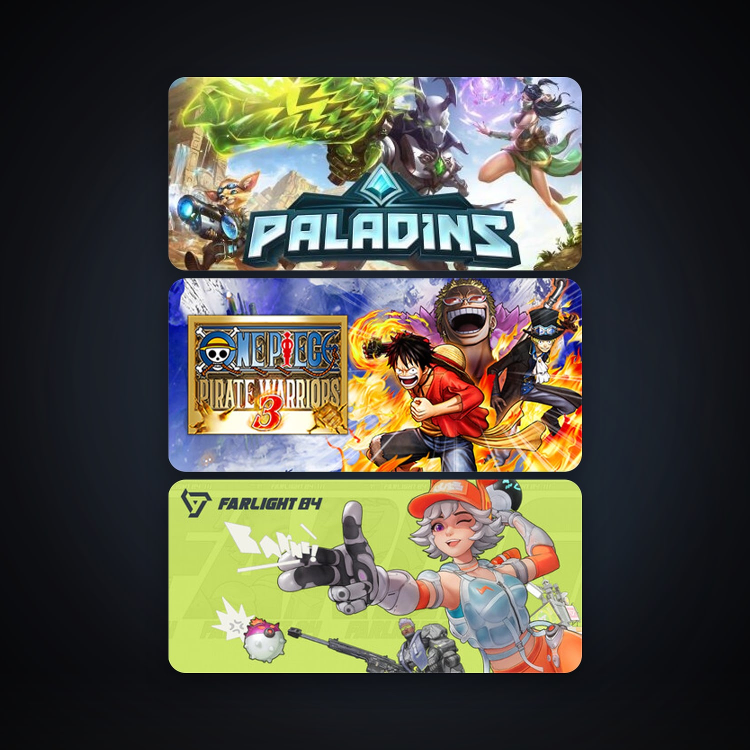One Piece Pirate Warriors 3 + Paladins, 5 games, clean — HabibiAccounts