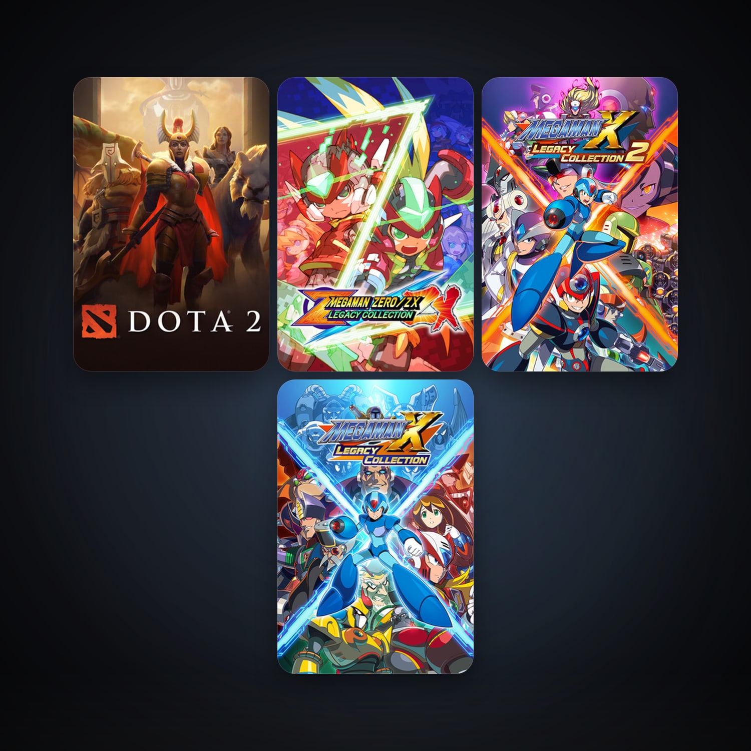 Dota 2 + Mega Man X Legacy Collection, 5 games, Steam 10, clean — HabibiAccounts