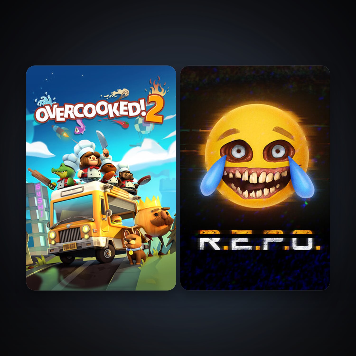 Overcooked! 2 + R.E.P.O., 2 games, clean — HabibiAccounts