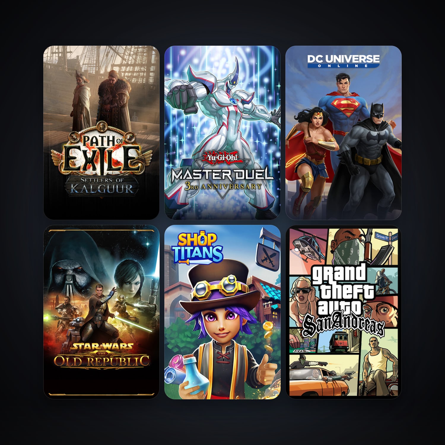 Grand Theft Auto: San Andreas + DC Universe Online, 13 games, clean — HabibiAccounts