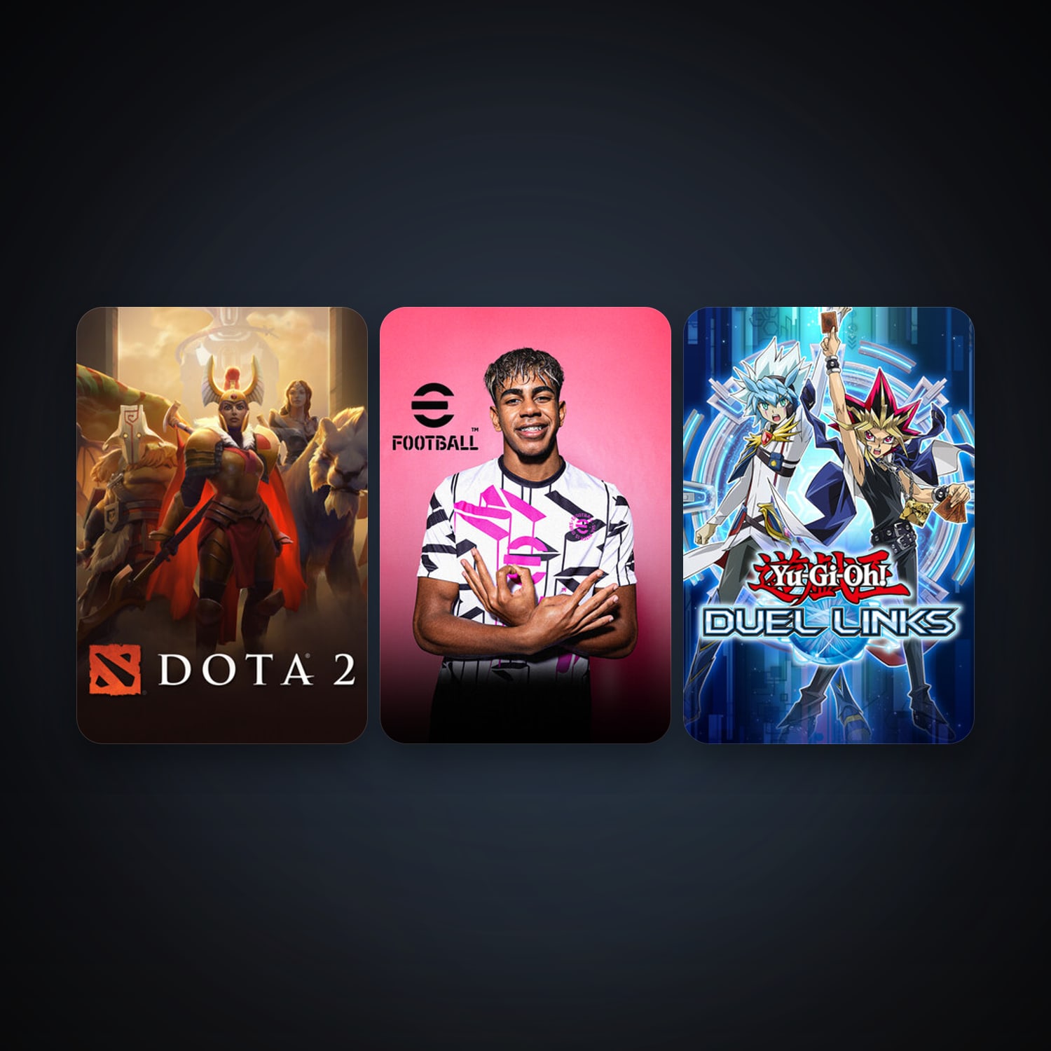Dota 2 + Yu-Gi-Oh! Duel Links, 4 games, clean — HabibiAccounts