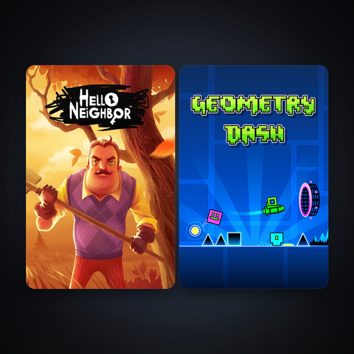 Geometry Dash + Hello Neighbor, 5 games, clean — HabibiAccounts