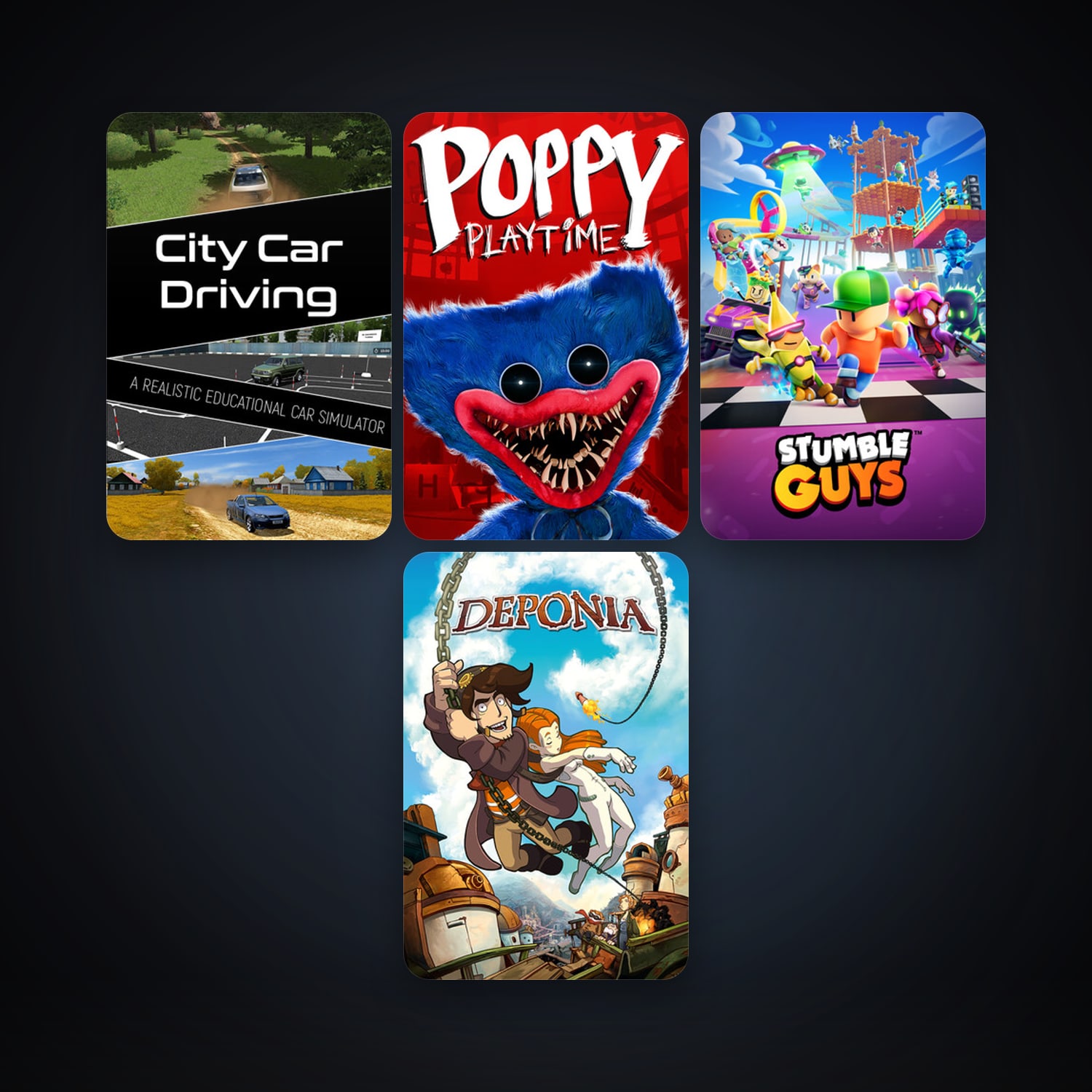 Deponia + City Car Driving, 10 games, clean — HabibiAccounts