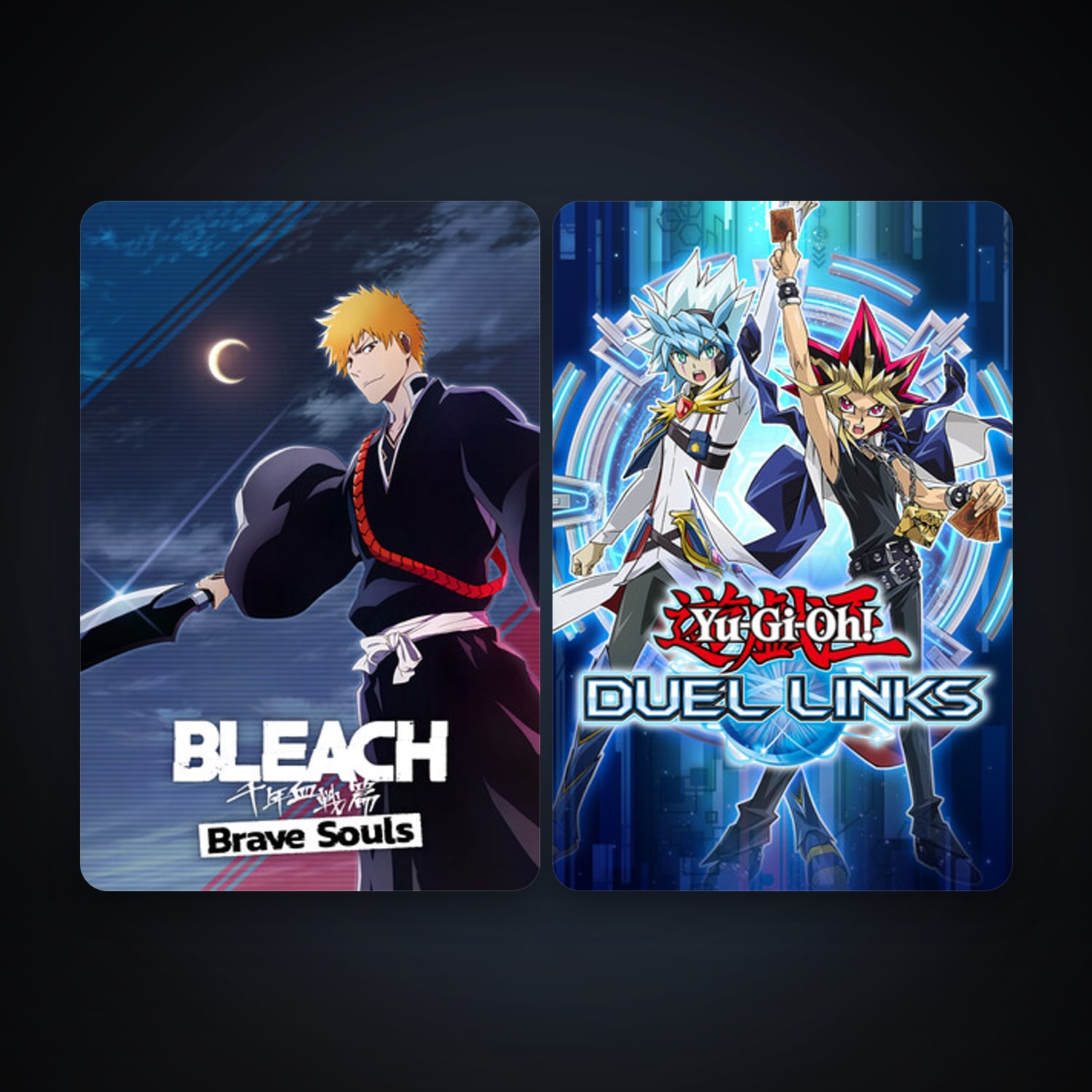 Yu-Gi-Oh! Duel Links + BLEACH Brave Souls, 3 games, clean — HabibiAccounts