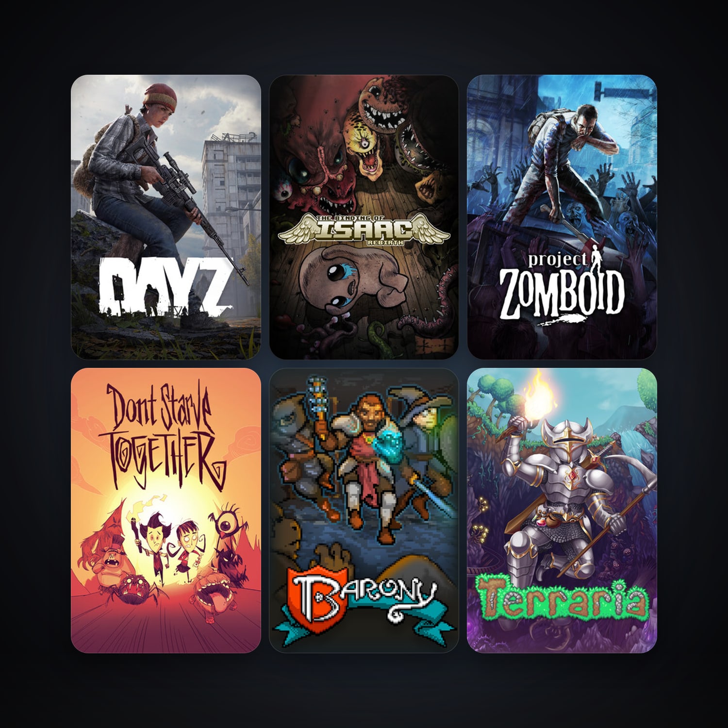 Terraria + Project Zomboid, 11 games, clean — HabibiAccounts
