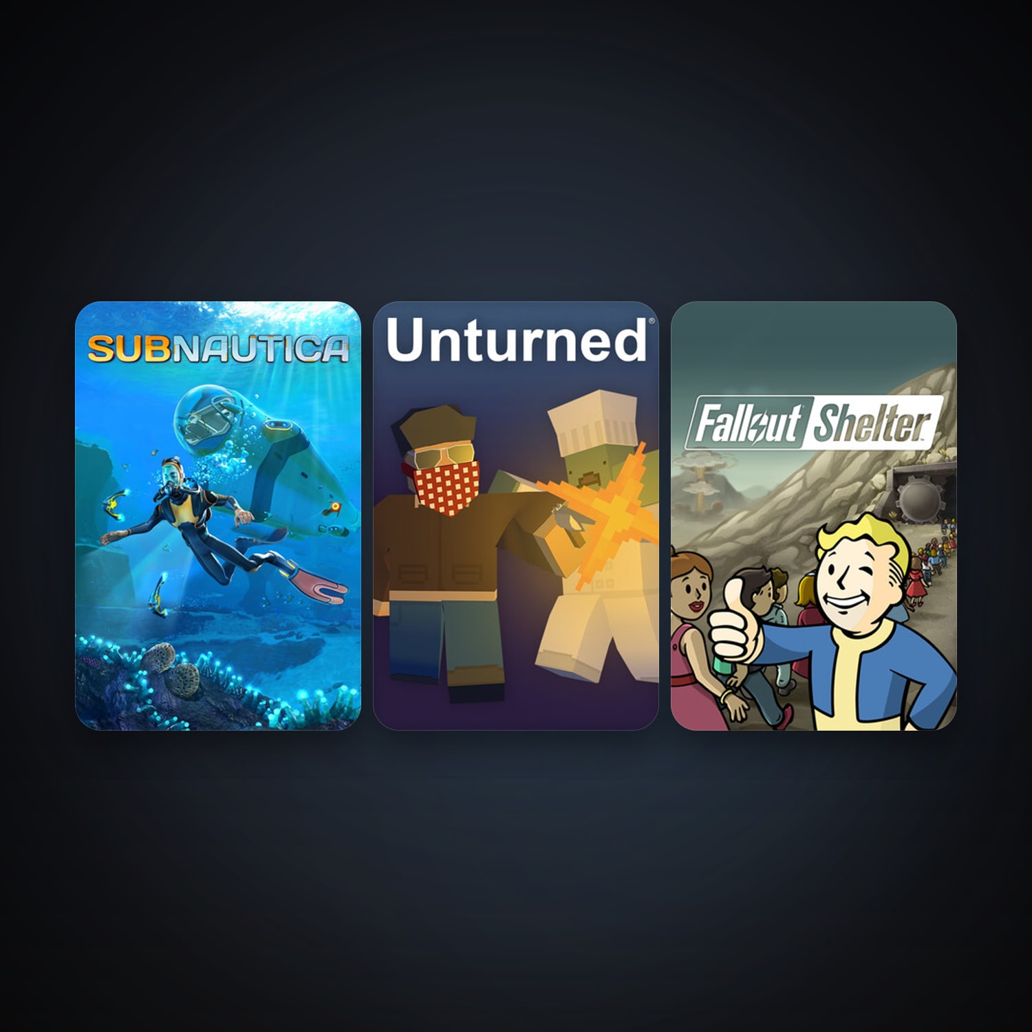Subnautica + Unturned, 3 games, clean — HabibiAccounts