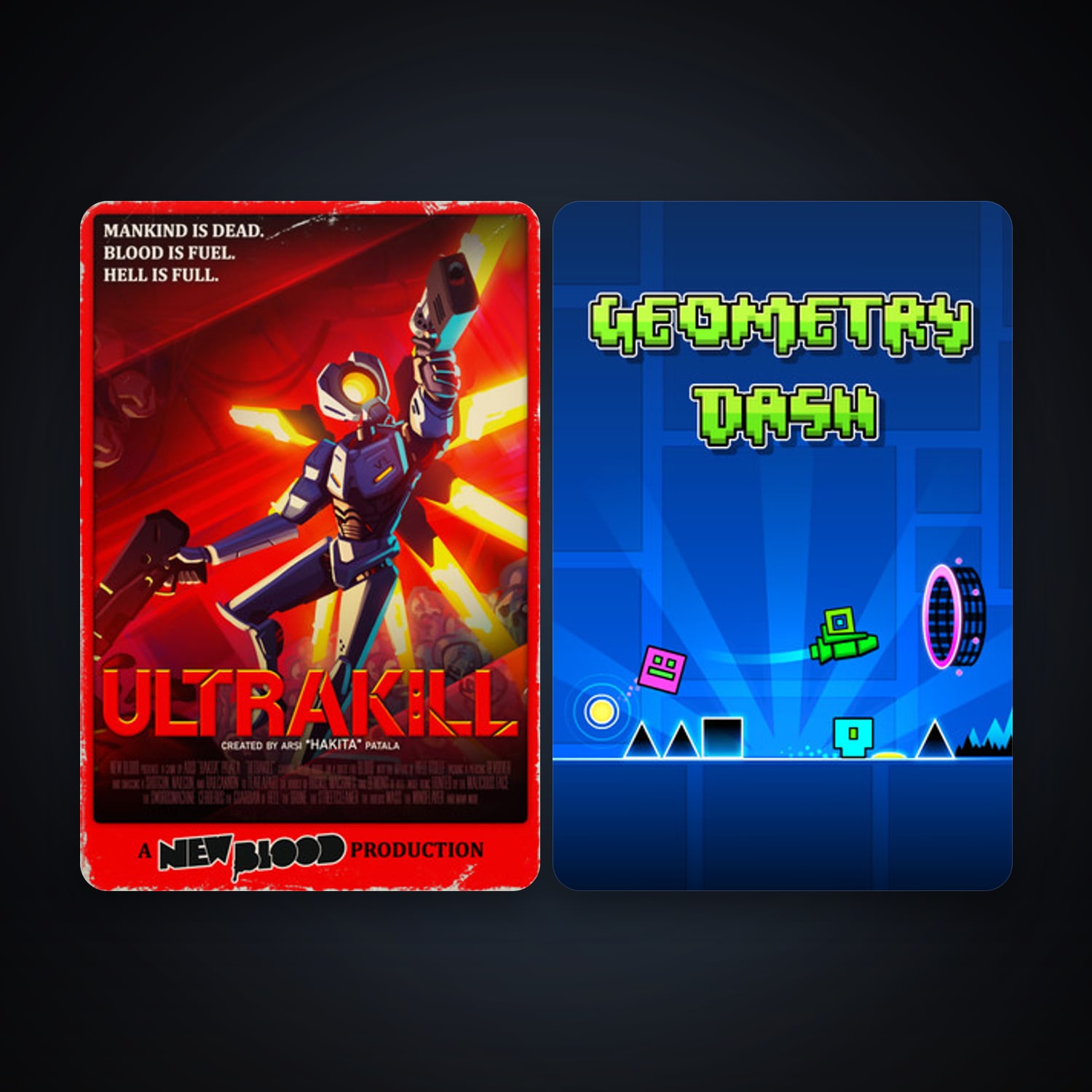 Geometry Dash + ULTRAKILL, 3 games, clean — HabibiAccounts