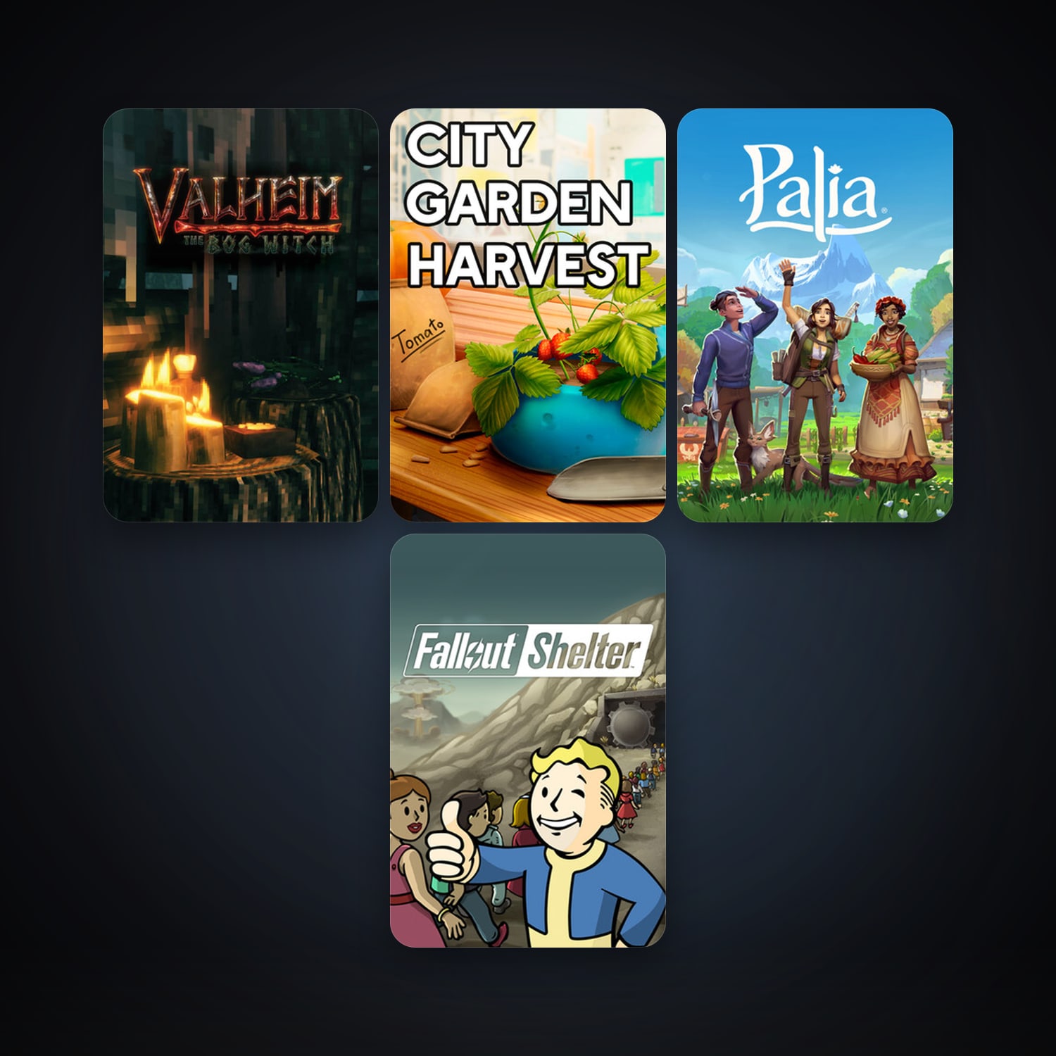 Fallout Shelter + Valheim, 4 games, clean — HabibiAccounts