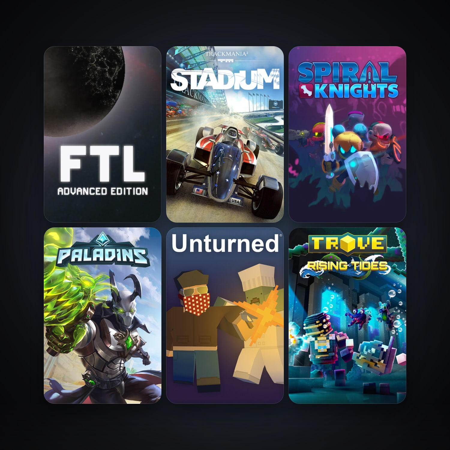 Spiral Knights + FTL: Faster Than Light, 13 games, clean — HabibiAccounts
