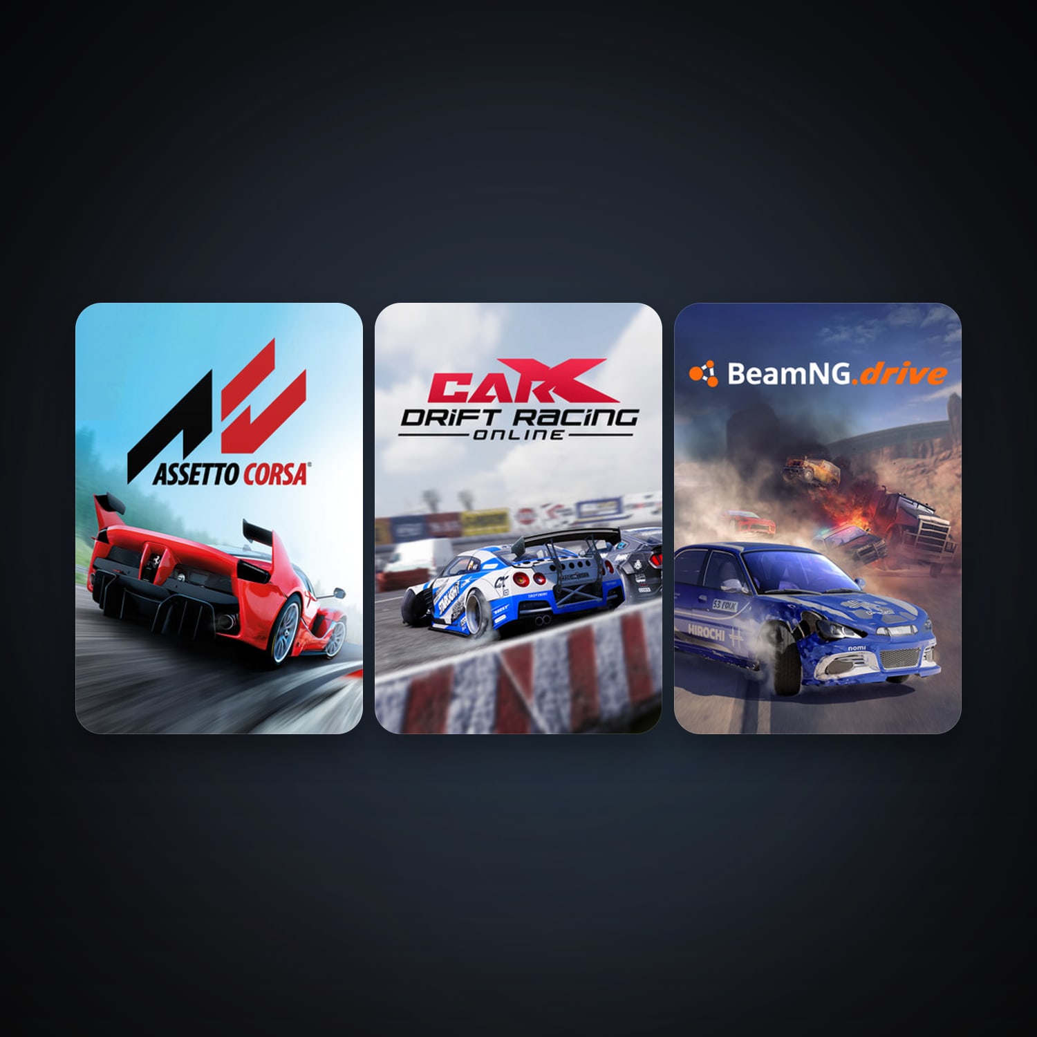 Assetto Corsa + BeamNG.drive, 5 games, clean — HabibiAccounts