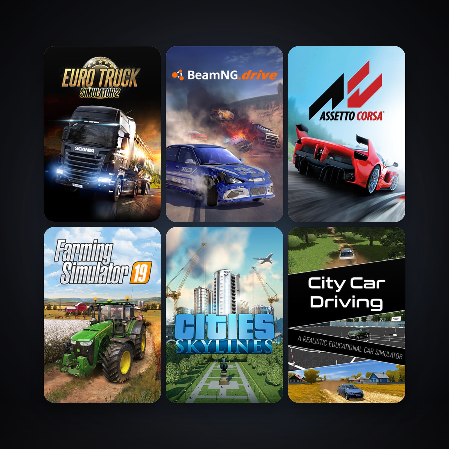 Euro Truck Simulator 2 + Assetto Corsa, 31 games, clean — HabibiAccounts