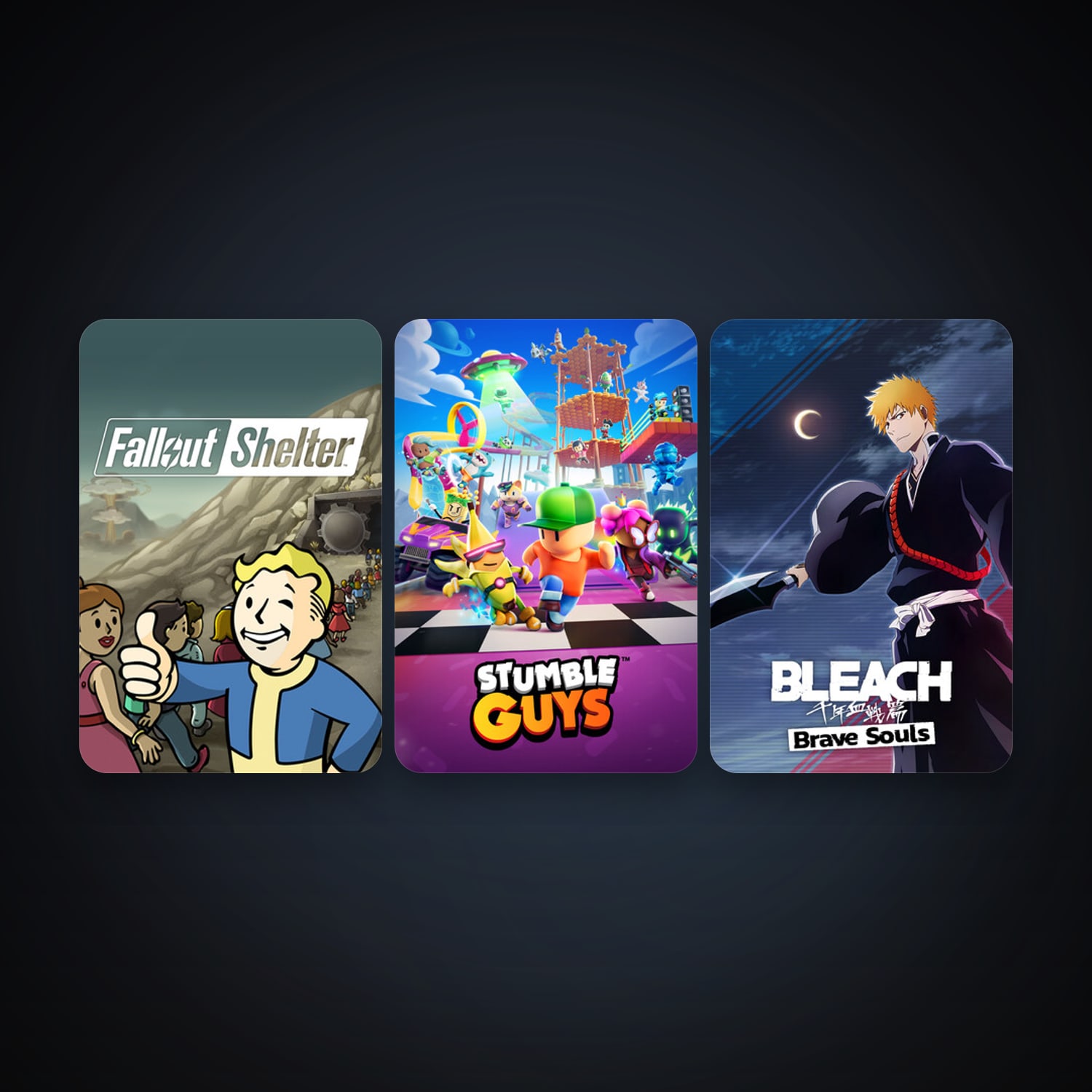 Fallout Shelter + BLEACH Brave Souls, 10 games, clean — HabibiAccounts