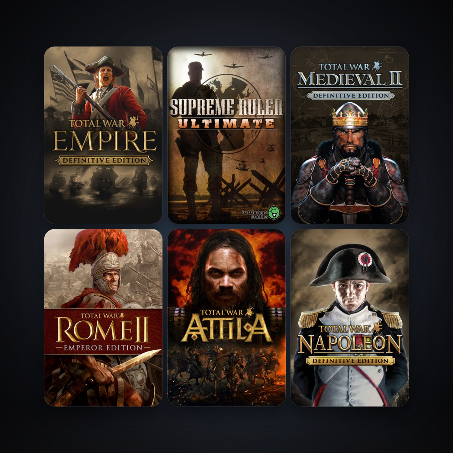 Medieval II: Total War + Empire: Total War, 42 games, Steam 10, clean — HabibiAccounts