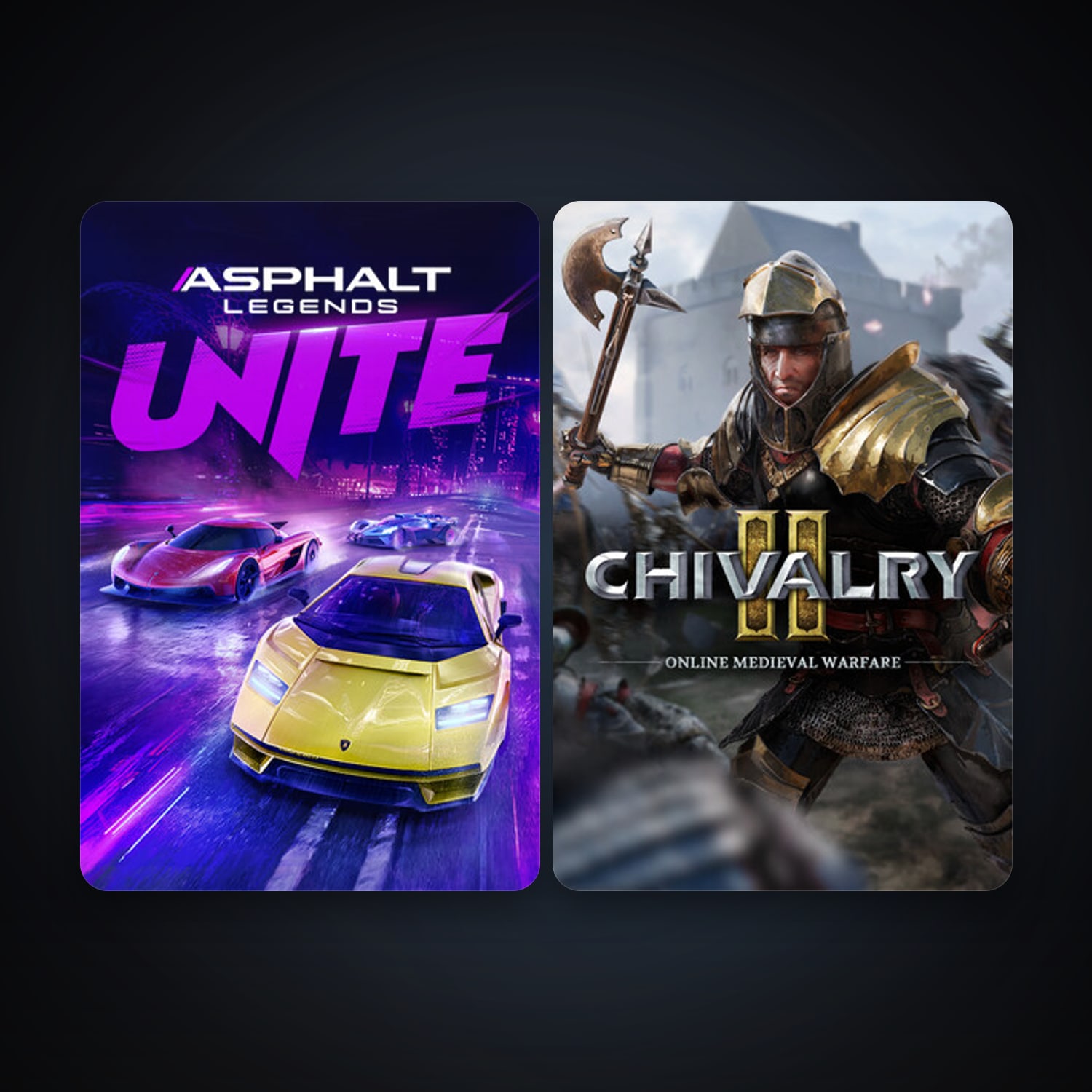 Asphalt Legends Unite + Chivalry 2, 5 games, clean — HabibiAccounts