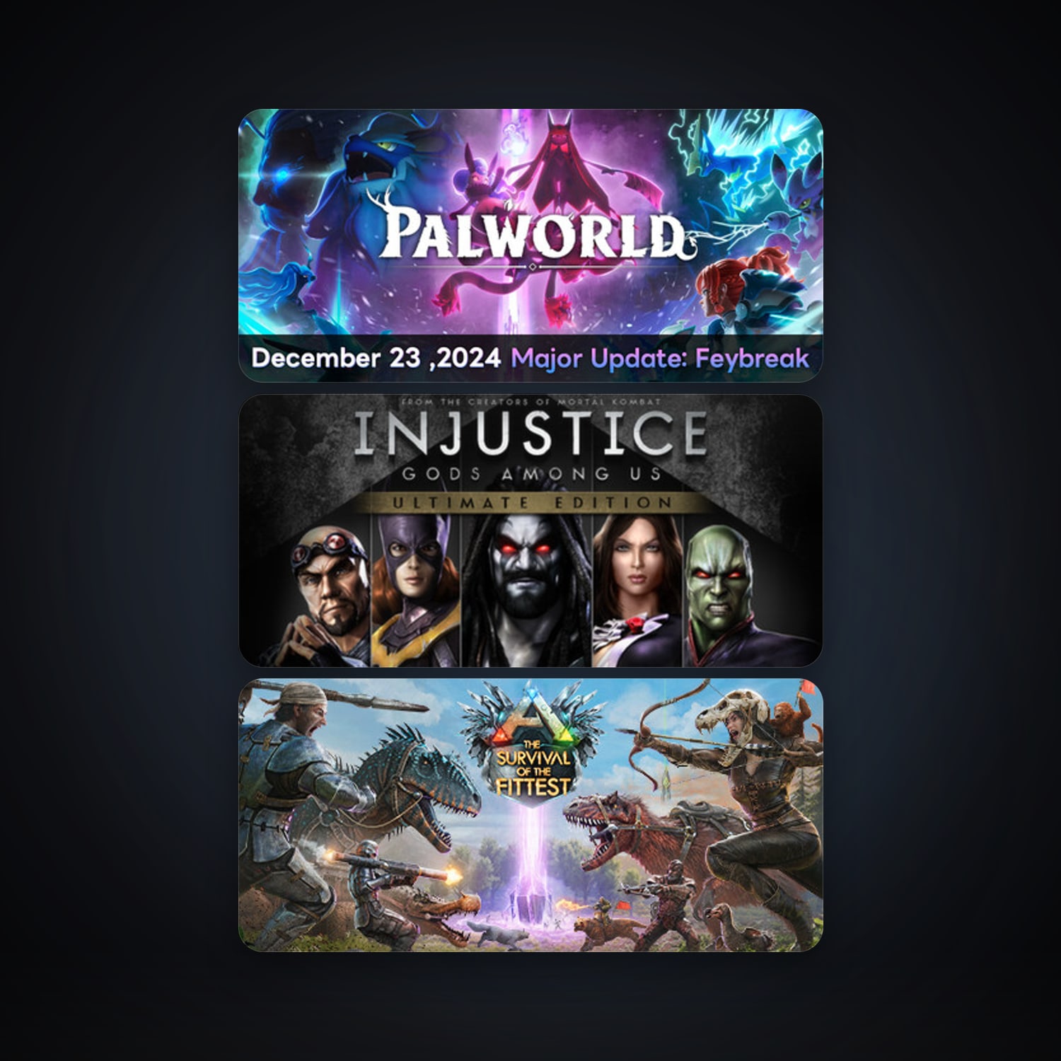 Injustice: Gods Among Us Ultimate Edition + ARK: The Survival Of The Fittest, 5 games, clean — HabibiAccounts