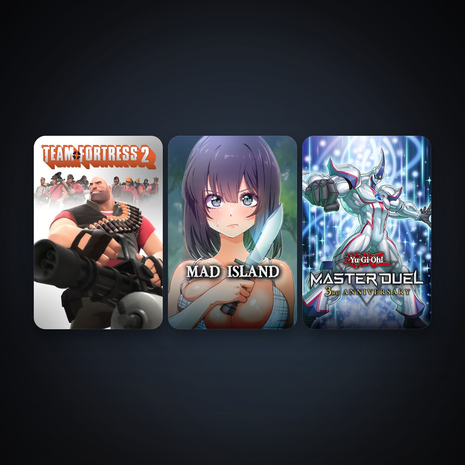 Team Fortress 2 + Yu-Gi-Oh! Master Duel, 7 games, clean — HabibiAccounts