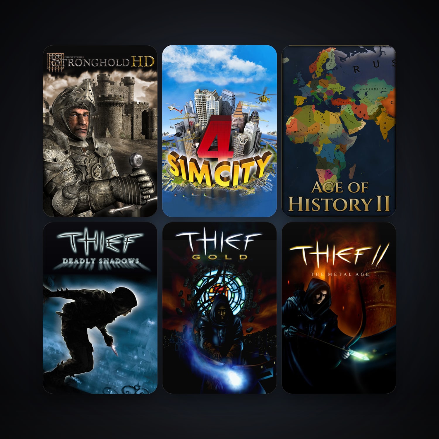 Thief: Deadly Shadows + SimCity 4 Deluxe Edition, 8 games, clean — HabibiAccounts