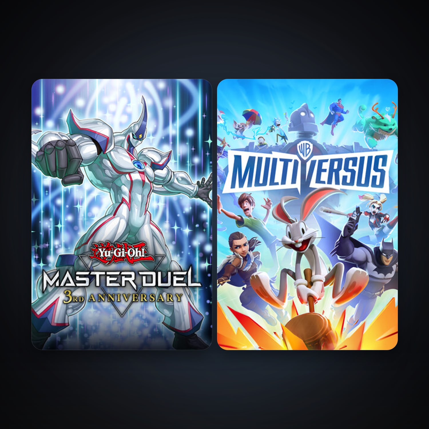 Yu-Gi-Oh! Master Duel + MultiVersus, 2 games, clean — HabibiAccounts
