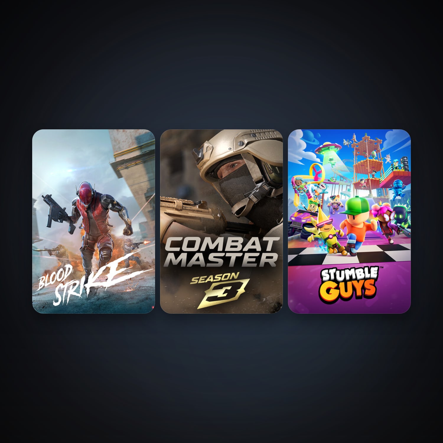 Stumble Guys + Combat Master: Season 1, 3 games, clean — HabibiAccounts