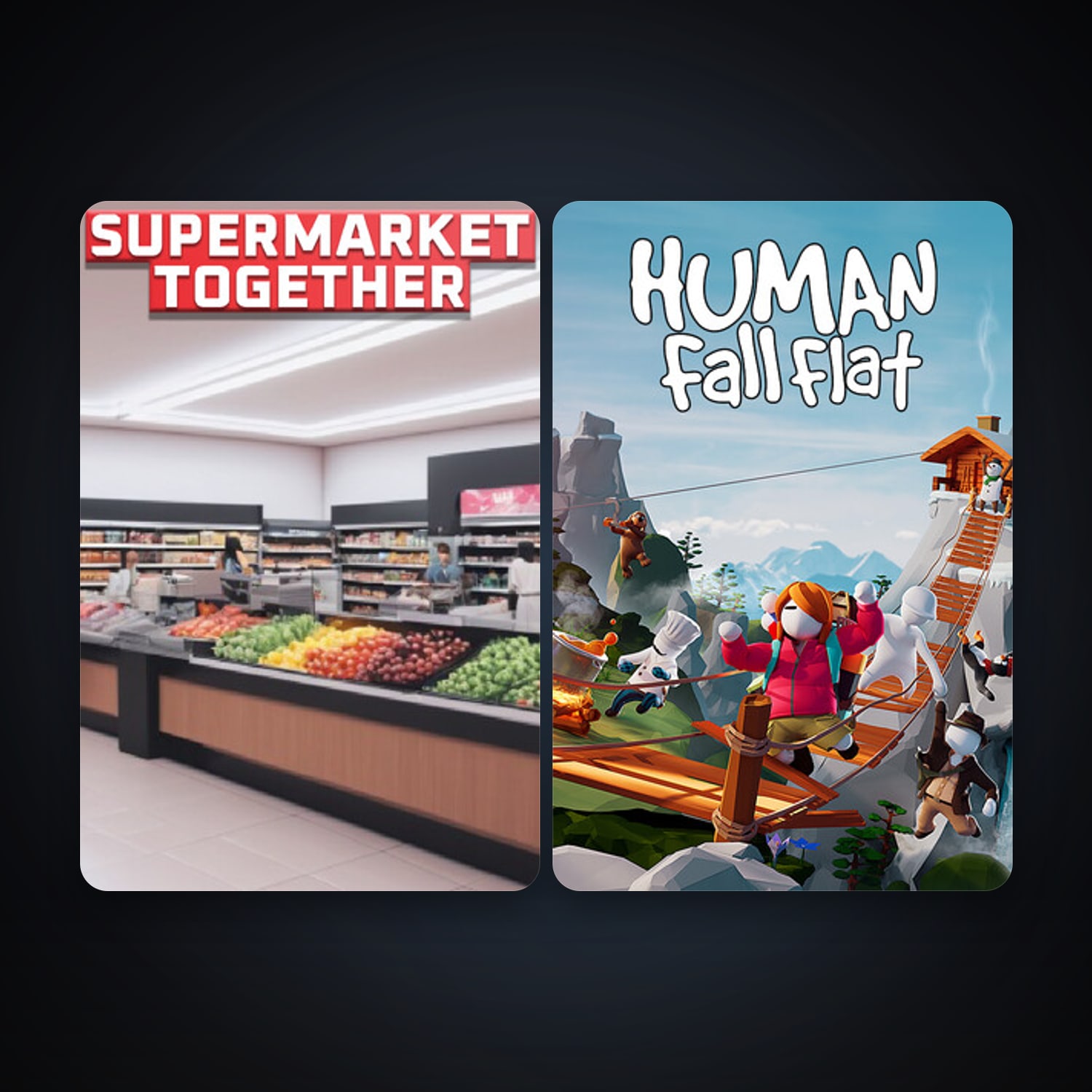 Human: Fall Flat + Supermarket Together, 12 games, clean — HabibiAccounts