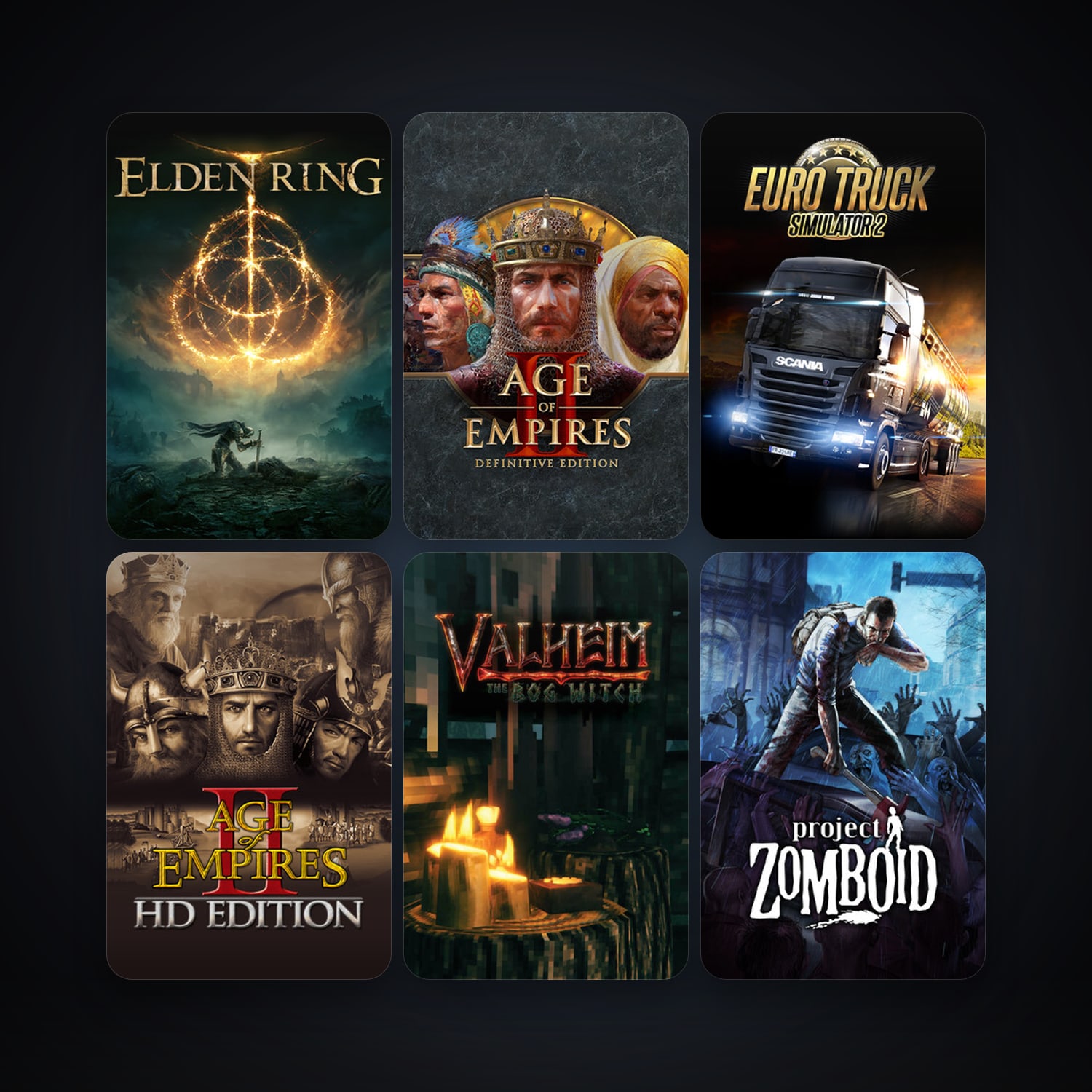Project Zomboid + Age of Empires II, 120 games, Steam 10, clean — HabibiAccounts