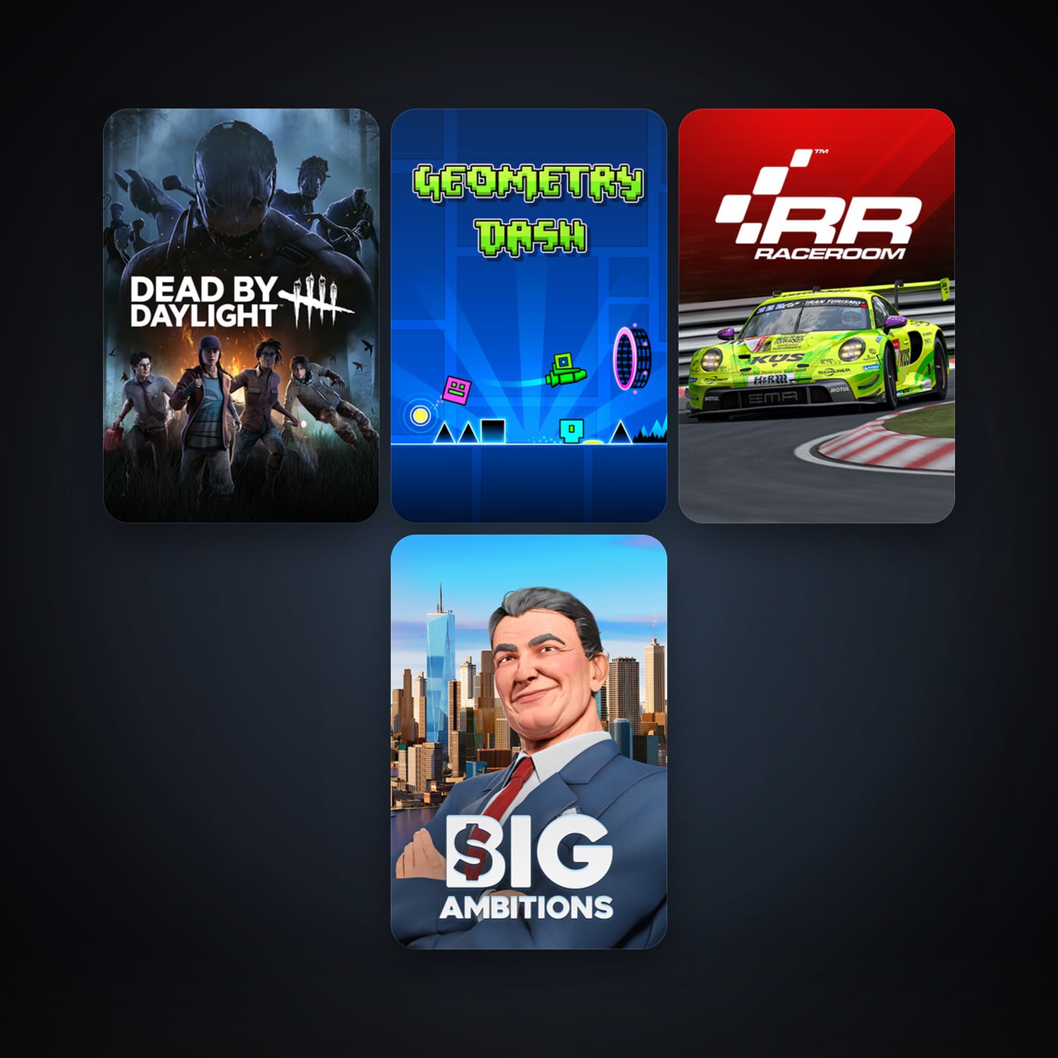 RaceRoom Racing Experience + Geometry Dash, 11 games, clean — HabibiAccounts