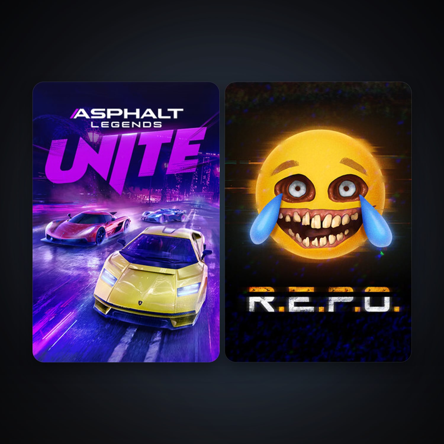 Asphalt Legends Unite + R.E.P.O., 3 games, clean — HabibiAccounts