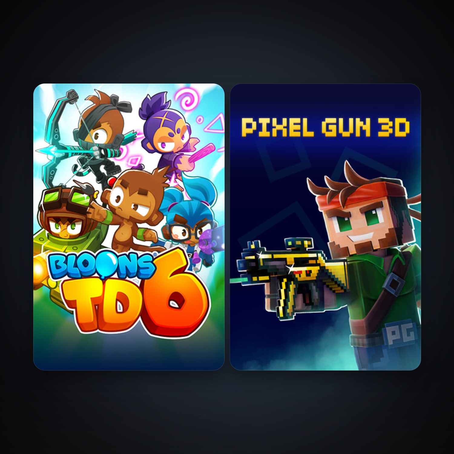 Bloons TD 6 + Pixel Gun 3D: PC Edition, 4 games, clean — HabibiAccounts