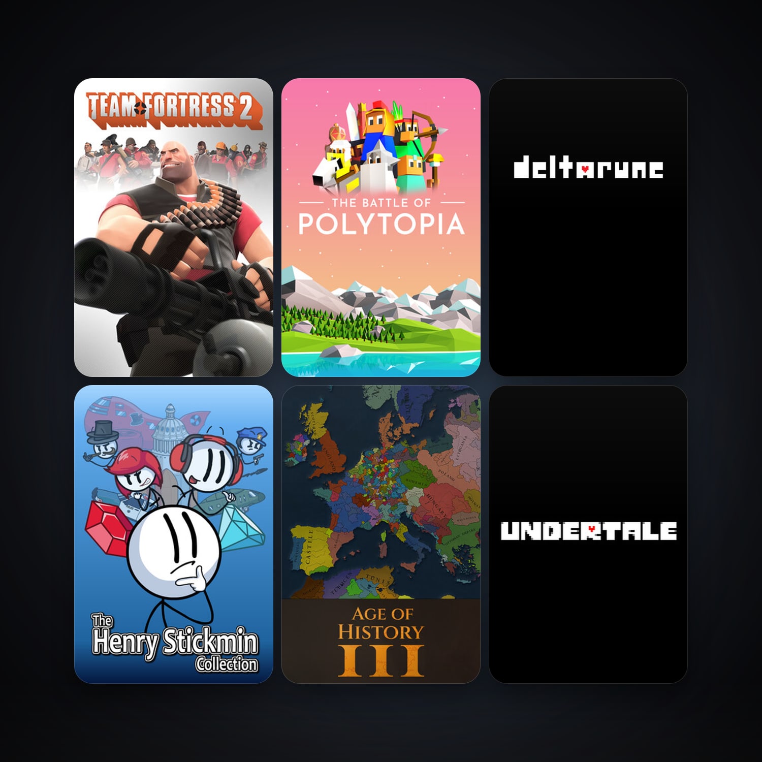 Team Fortress 2 + Undertale, 10 games, clean — HabibiAccounts