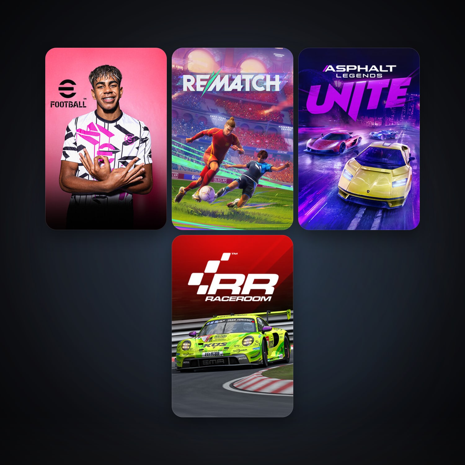 RaceRoom Racing Experience + eFootball 2024, 14 games, clean — HabibiAccounts