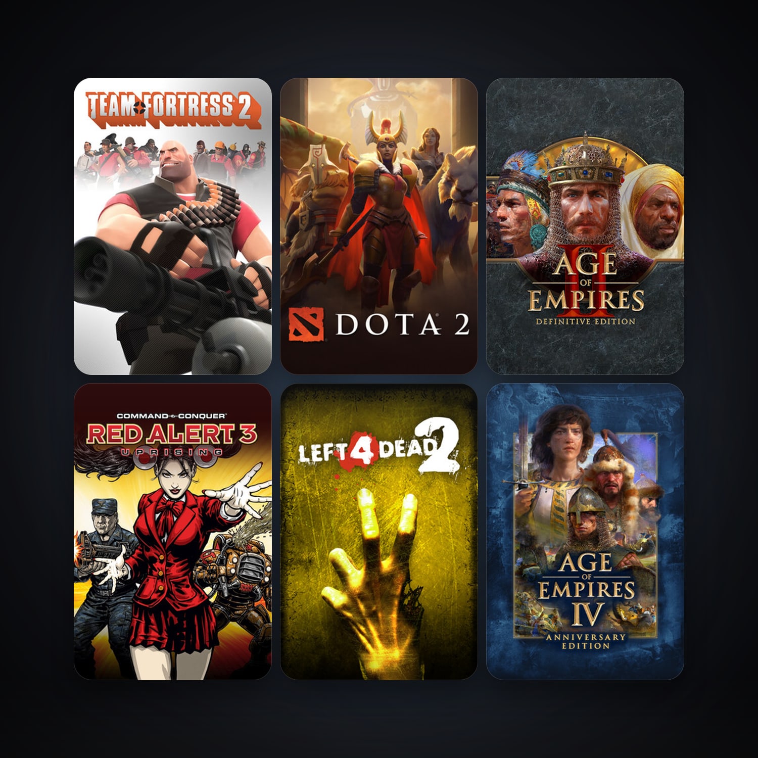 Team Fortress 2 + Left 4 Dead 2, 8 games, Steam 10, clean — HabibiAccounts