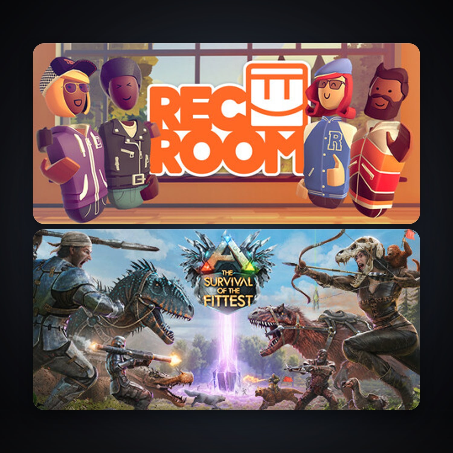 ARK: The Survival Of The Fittest + Rec Room, 6 games, clean — HabibiAccounts