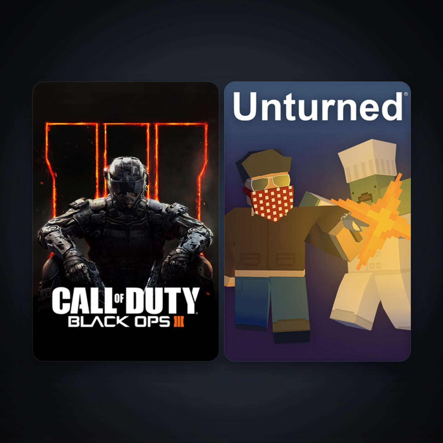Unturned + Call of Duty: Black Ops III, 2 games, clean — HabibiAccounts