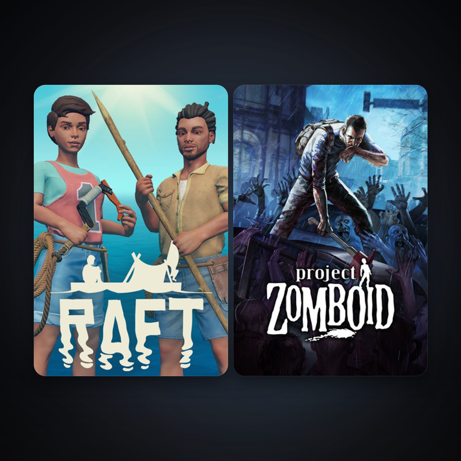 Project Zomboid + Raft, 2 games, clean — HabibiAccounts