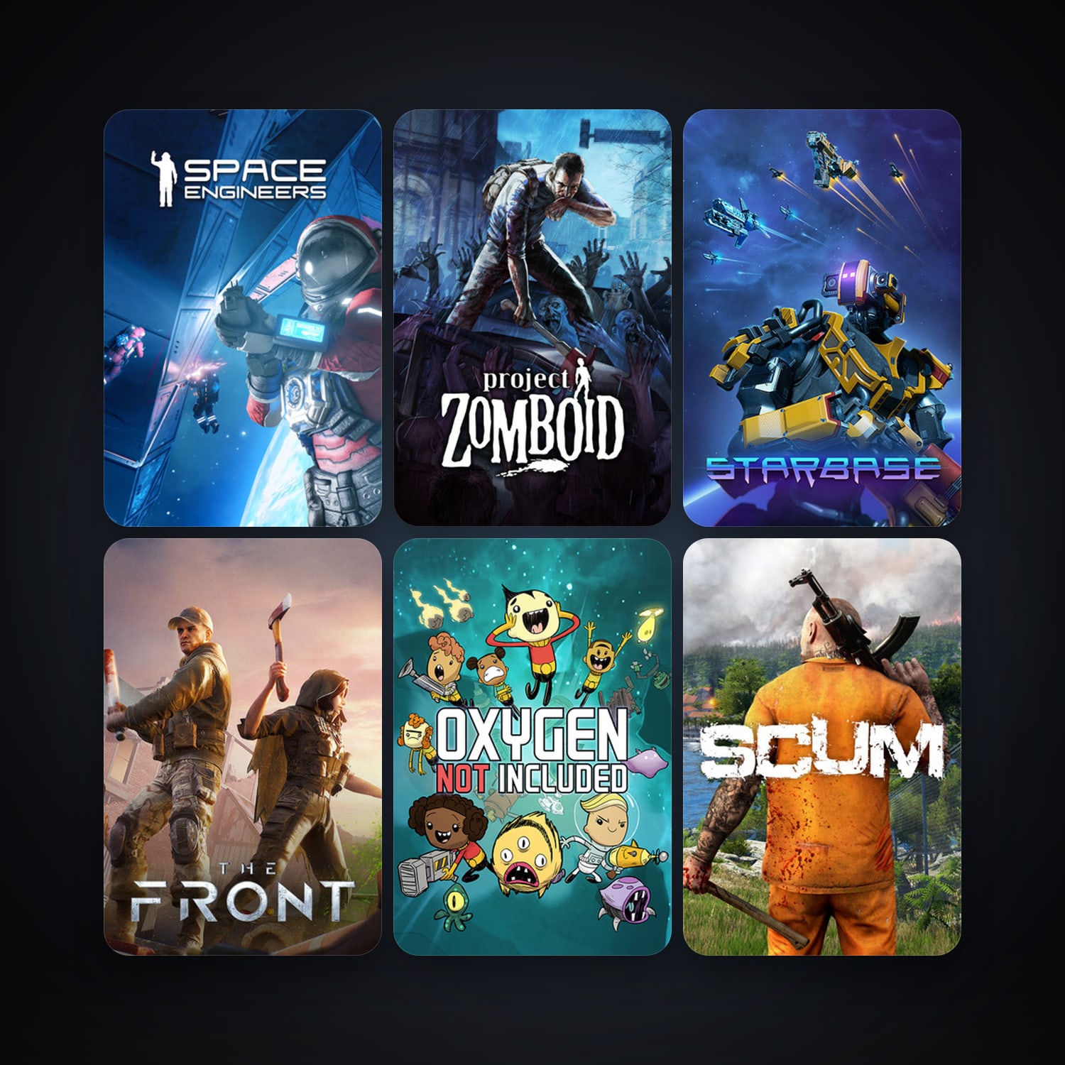 Project Zomboid + Space Engineers, 64 games, Steam 10, clean — HabibiAccounts