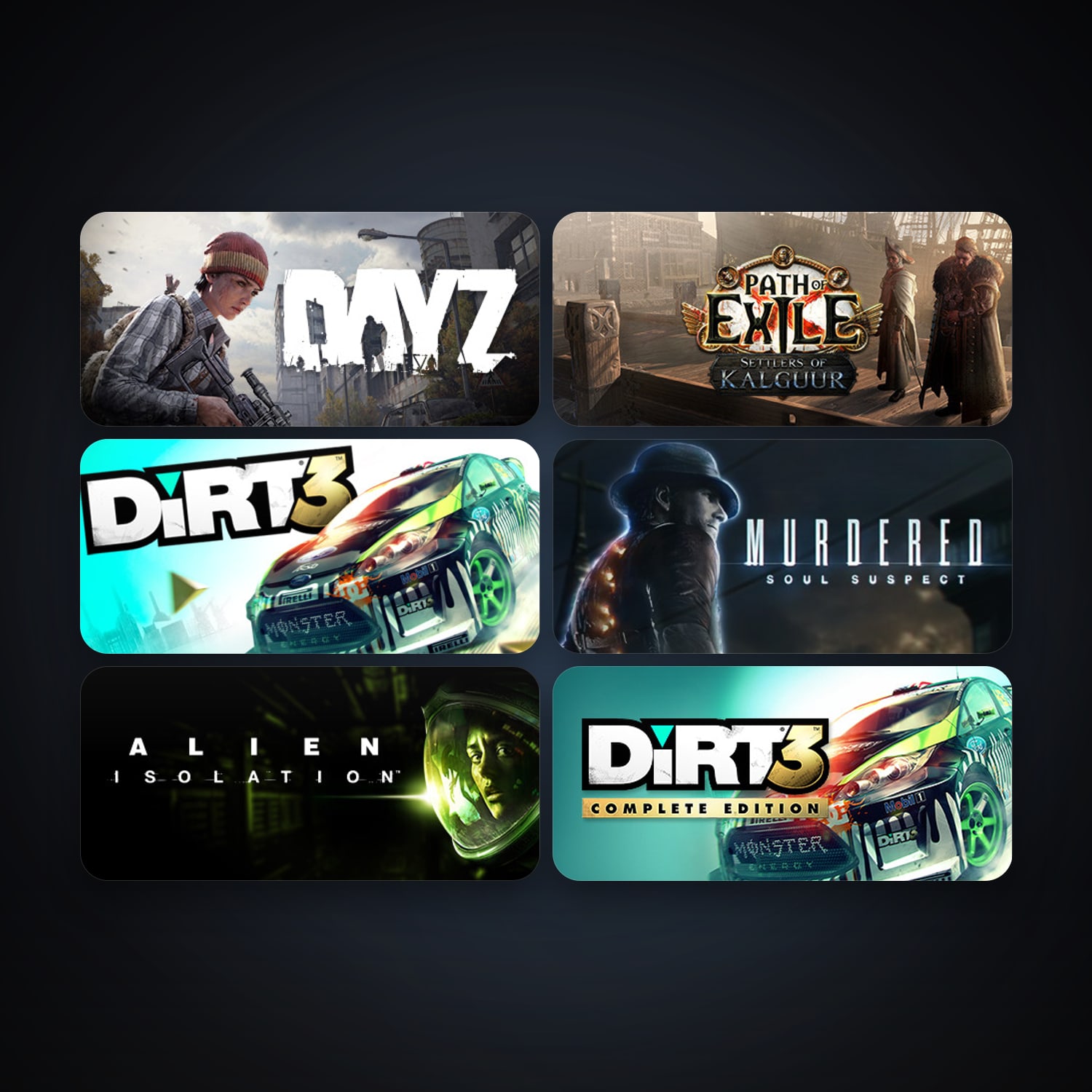 DiRT 3 + Alien: Isolation, 14 games, clean — HabibiAccounts