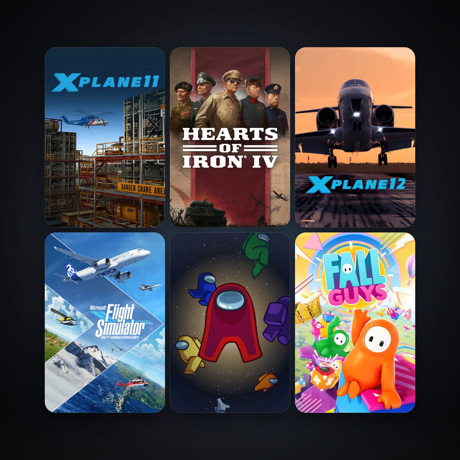 X-Plane 11 + Hearts of Iron IV, 8 games, clean — HabibiAccounts