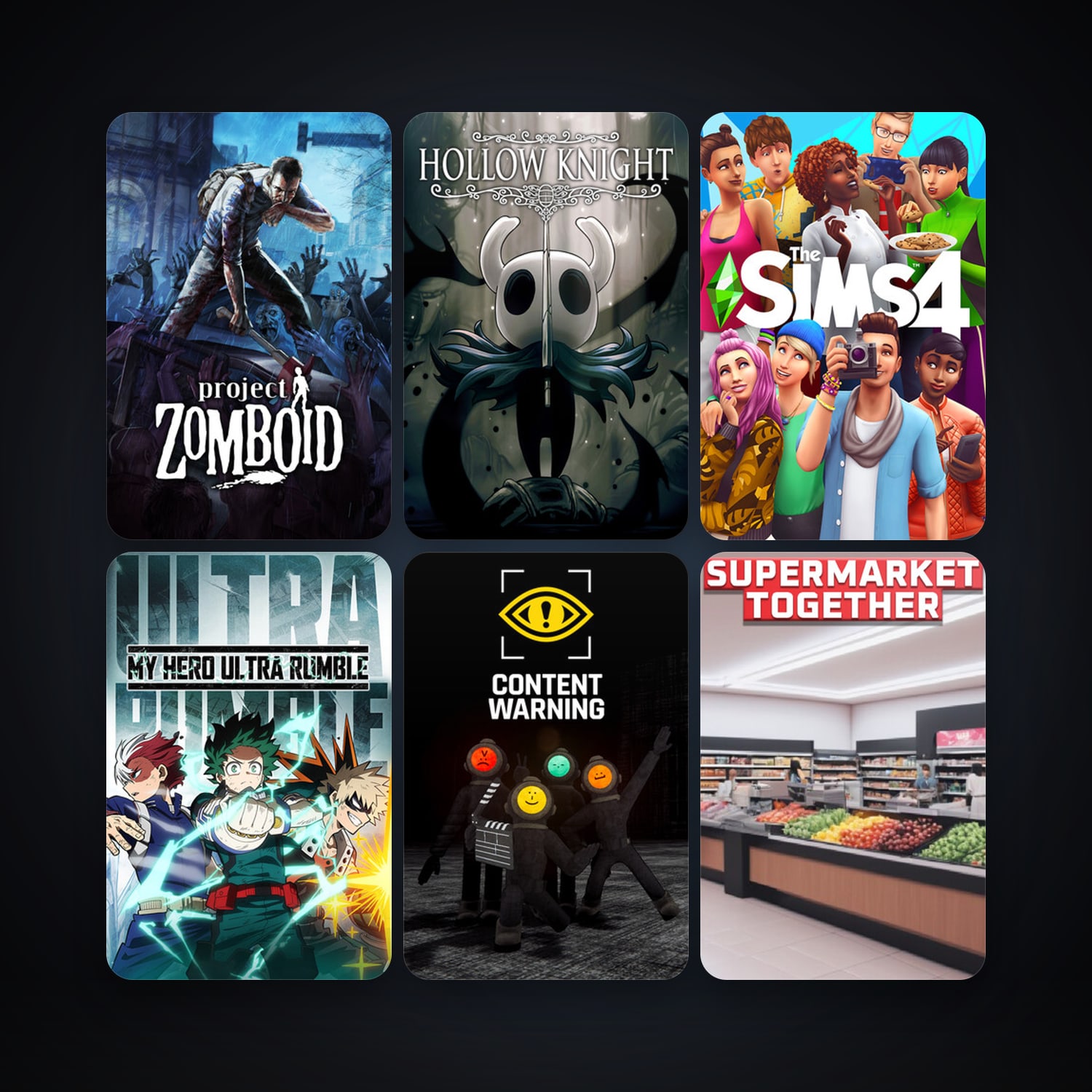 Project Zomboid + Hollow Knight, 22 games, clean — HabibiAccounts