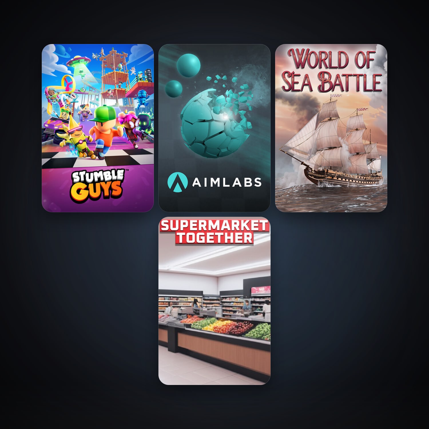 Aimlabs + Stumble Guys, 12 games, clean — HabibiAccounts