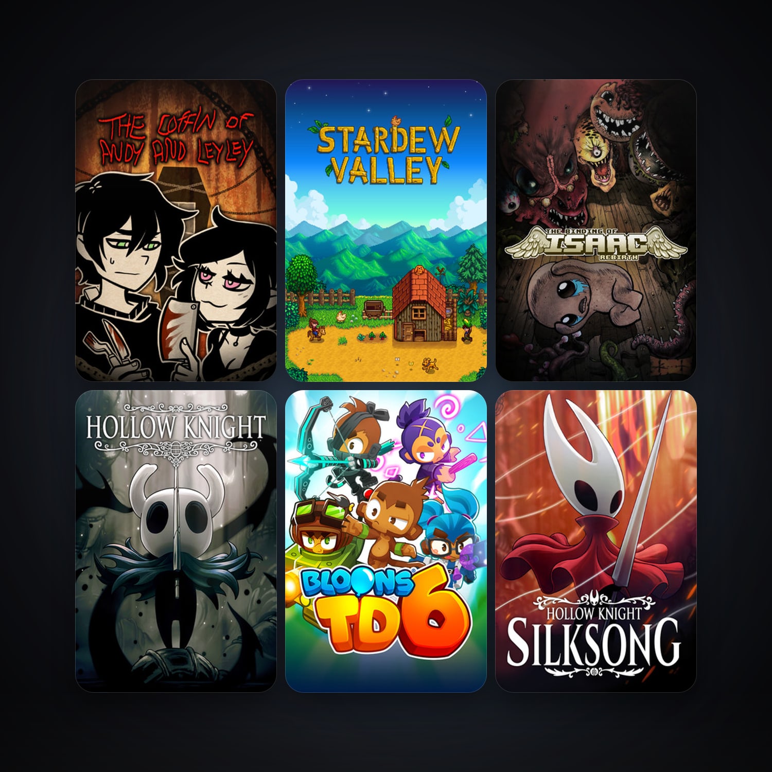 The Binding of Isaac: Rebirth + Hollow Knight, 11 games, clean — HabibiAccounts