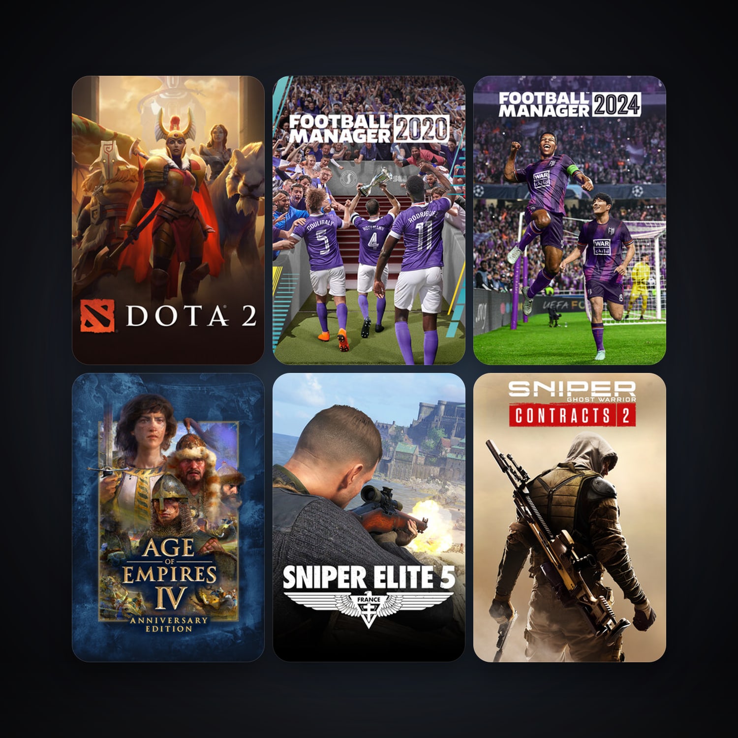 Dota 2 + Sniper Ghost Warrior Contracts, 10 games, clean — HabibiAccounts