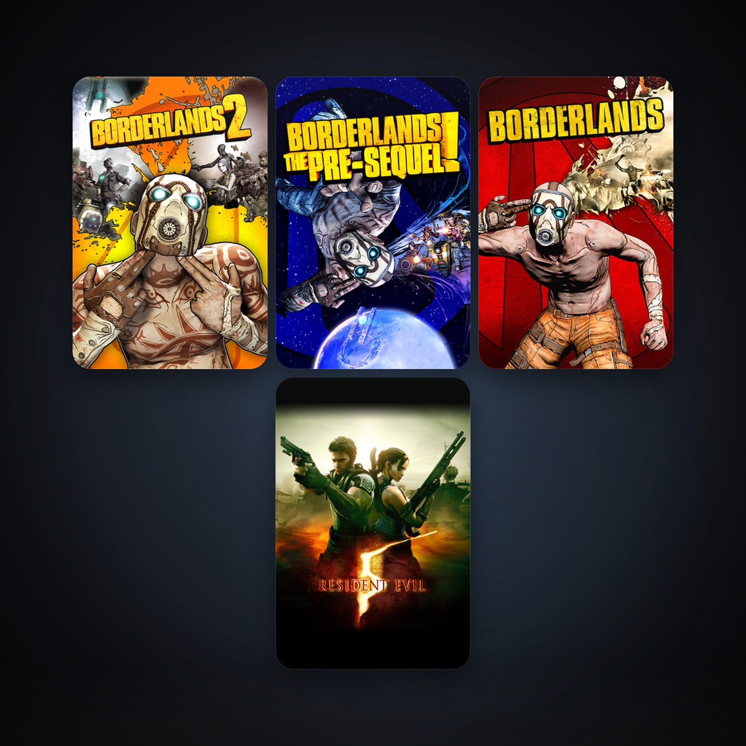 Borderlands + Resident Evil 5, 7 games, clean — HabibiAccounts