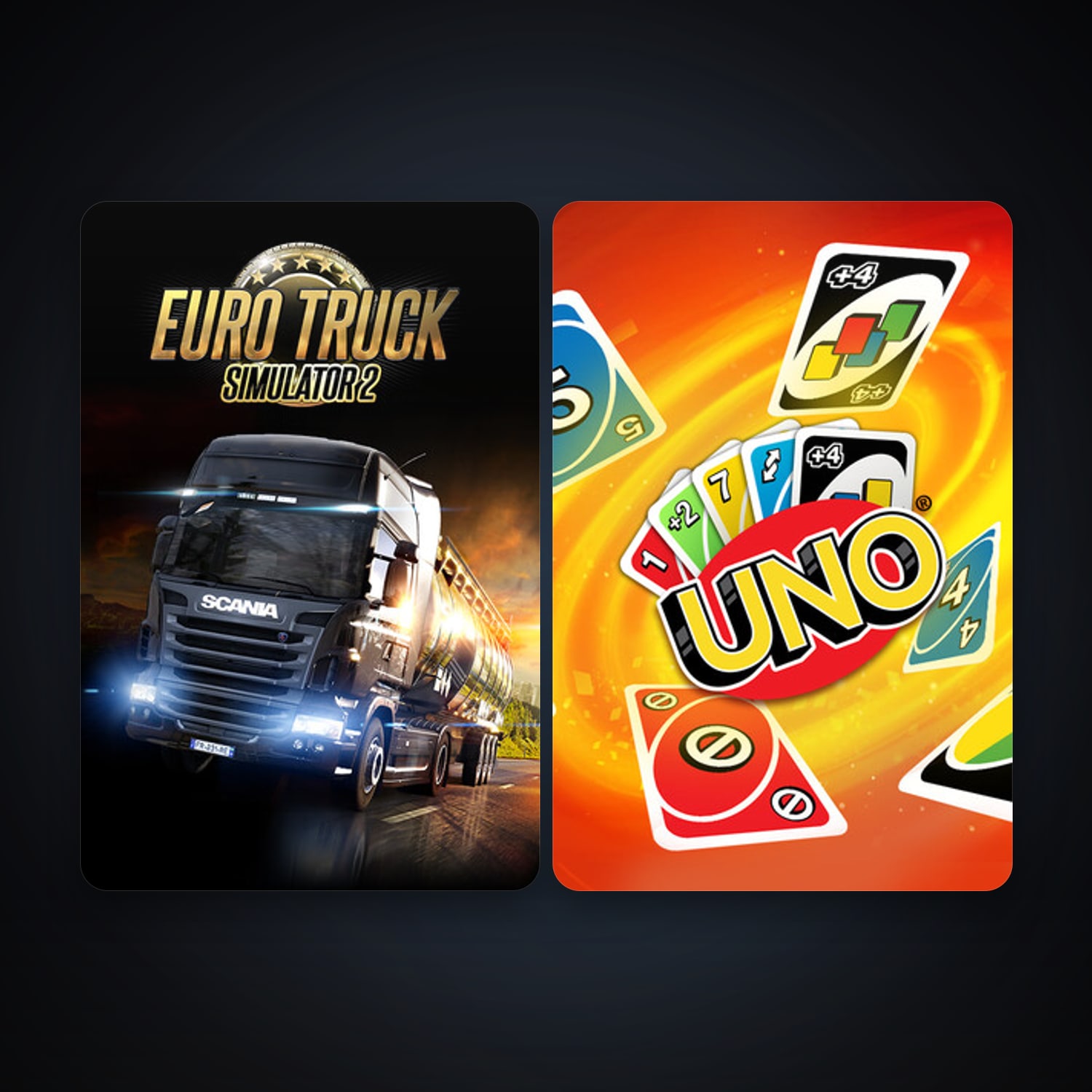 Euro Truck Simulator 2 + UNO, 11 games, clean — HabibiAccounts
